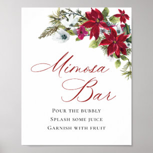 Affiche Élégant Mariage de bar "Red Poinsettia" Mimosa