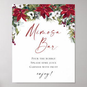 Affiche Élégant Mariage de bar "Red Poinsettia" Mimosa