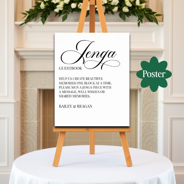 Affiche Élégant Mariage de calligraphie Jenga Guestbook Si (Créateur téléchargé)