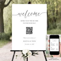 Élégant Mariage de code QR Welcome Seating Chart