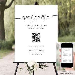 Affiche Élégant Mariage de code QR Welcome Seating Chart