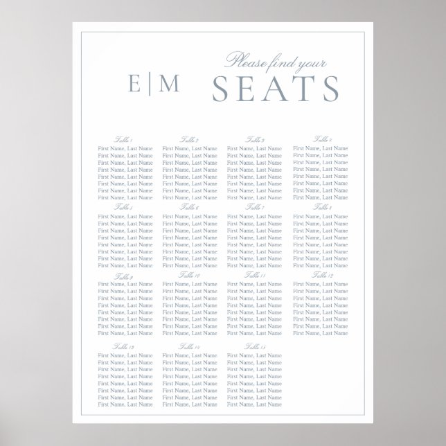Affiche Élégant Mariage de Monogramme bleu foncé (Devant)