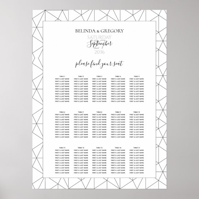Affiche Élégant Mariage de Motif géométrique (Devant)