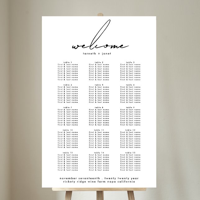 Affiche Élégant Mariage de script - Welcome Chart (Créateur téléchargé)