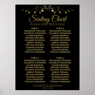 Affiche Élégant Mariage de table Gold & Black 4