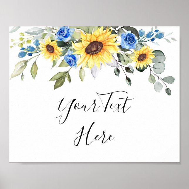 Affiche Élégant Mariage de tournesols Eucalyptus (Devant)