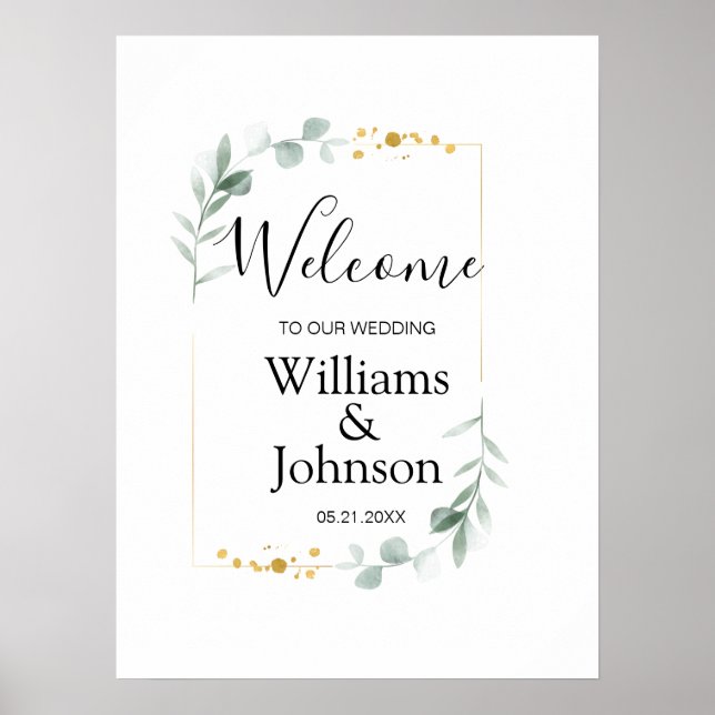 Affiche Élégant mariage de verdure d'eucalyptus  (Devant)