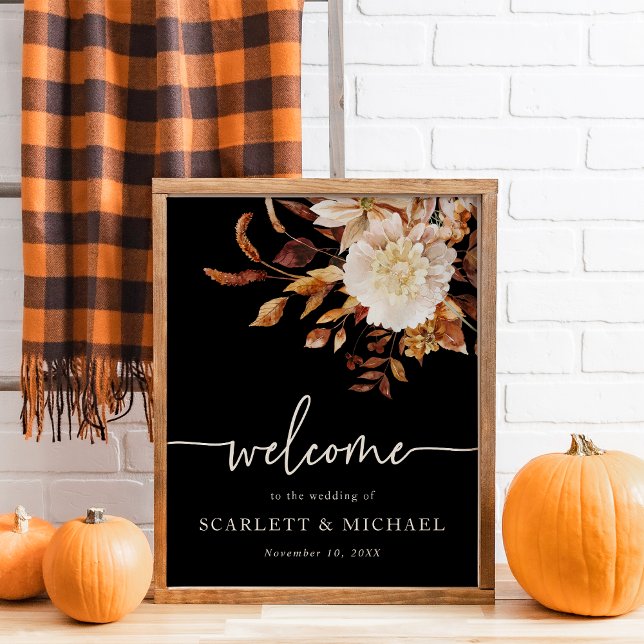 Affiche Élégant Mariage des feuilles d'automne (Elegant Fall Leaves Wedding Poster
)