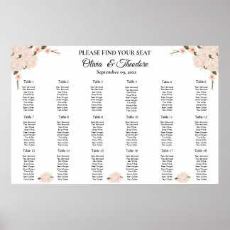 Affiche Élégant Mariage en fleurs rose
