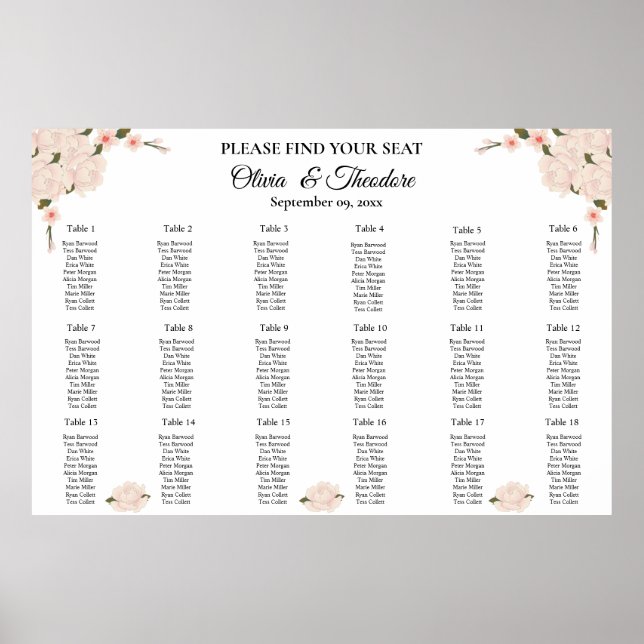 Affiche Élégant Mariage en fleurs rose (Devant)