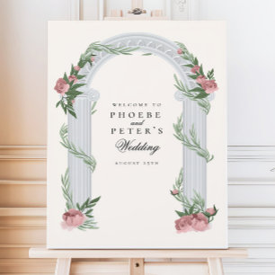 Affiche Élégant Mariage Floral Colonne Jardin Mariage