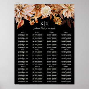 Affiche Élégant Mariage floral de l'automne SIGNE SIGNALÉ