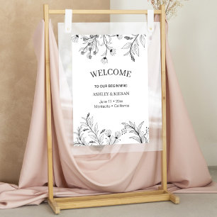 Affiche Élégant Mariage Floral noir et blanc