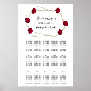 Affiche Élégant Mariage géométrique Rose rouge