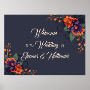 Affiche Élégant Mariage gothique 3D floral