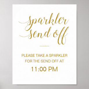 Affiche Élégant Mariage Or Sparkler Envoyer Désactiver