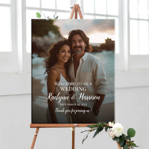 Affiche Elégant mariage photo signe de bienvenue script mo