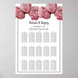 Affiche Élégant Mariage Roses Roses Roses Rose
