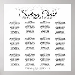 Affiche Élégant Mariage simple de 12 tables