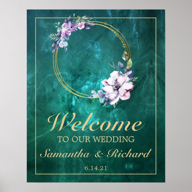 Affiche Élégant Mariage vert (Devant)