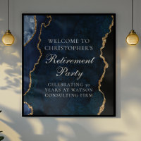 Elégant Marine Blue Gold Agate Retraite Party