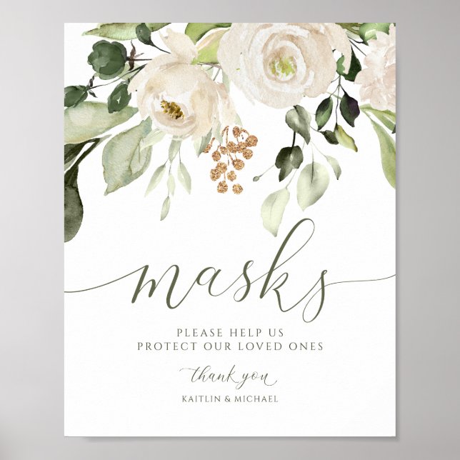 Affiche Elégant Masque de Mariage Signal Verdure Foliage (Devant)