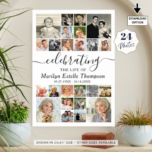 Affiche Elégant Mémorial 24 Photo Célébrer la vie