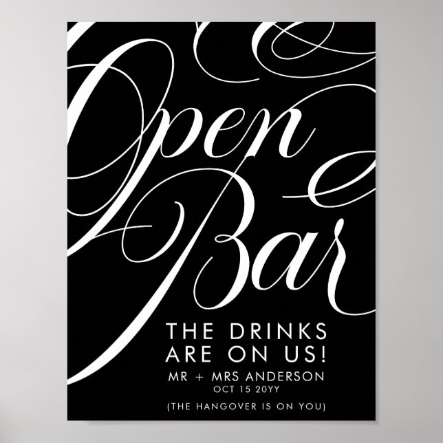 Affiche Élégant Menu de Bar de Boissons Gratuites de Maria (Devant)