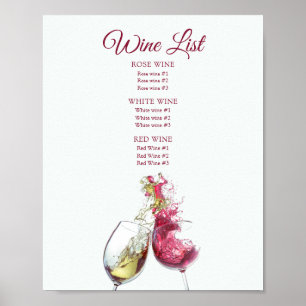 Affiche Elégant menu Mariage de danse du vin rouge et blan