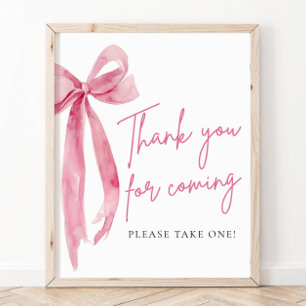 Affiche Élégant Merci Bow Rose Broussailleux Pour Prochain