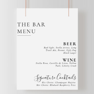 Affiche Elegant Minimalist Calligraphy Wedding Bar Menu