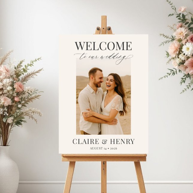 Affiche Elegant Minimalist Photo Wedding Welcome  (Créateur téléchargé)