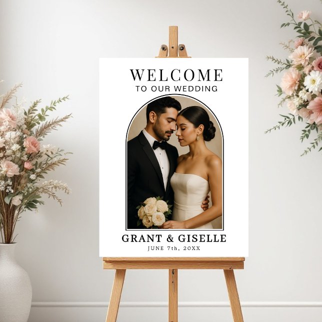 Affiche Elegant Minimalist Photo Wedding Welcome Sign  (Créateur téléchargé)