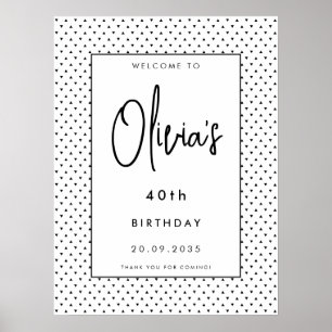 Affiche Elégant minimaliste B&W 40e anniversaire fête Bien