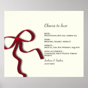 Affiche Élégant minimaliste Bow rouge Simple élégant Menu