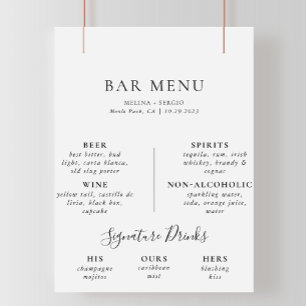 Affiche Élégant minimaliste calligraphie Mariage menu