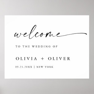 Affiche Élégant minimaliste Mariage de bienvenue Calligrap