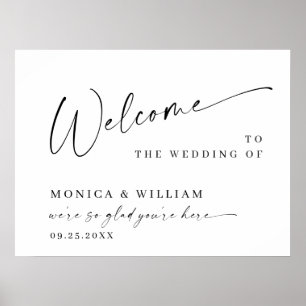 Affiche Élégant minimaliste Mariage de bienvenue Calligrap