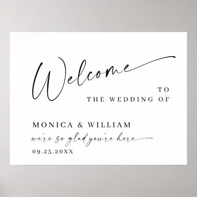 Affiche Élégant minimaliste Mariage de bienvenue Calligrap (Devant)