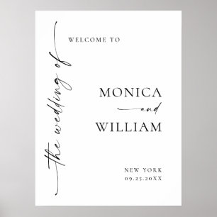 Affiche Élégant minimaliste Mariage de bienvenue Calligrap
