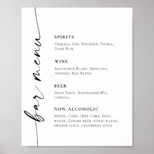 Affiche Élégant minimaliste simple Mariage de menu de la b