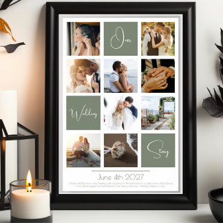 Affiche Elegant modern minimal photo collage wedding