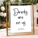 Affiche Elegant Modern Script | Party Bar Sign<br><div class="desc">Minimalist Elegant Paper Plate,  Modern Black & White Color Contrast for your bridal shower.</div>