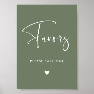 Affiche Elégant moderne Dark Sage Vert mariage Favoriser s