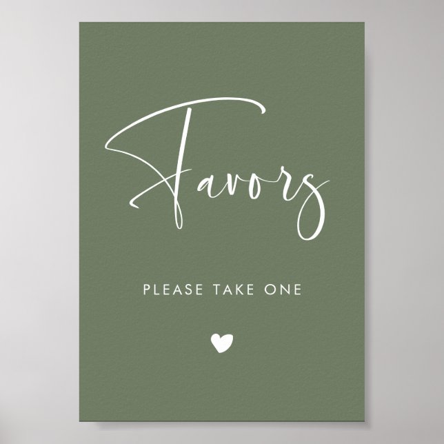 Affiche Elégant moderne Dark Sage Vert mariage Favoriser s (Devant)
