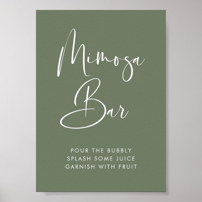 Affiche Elégant & moderne Dark Sage Vert panneau de bar Mi (Devant)