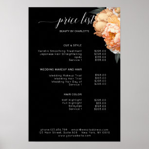 Affiche Elégant, moderne, Floral Peony liste de prix