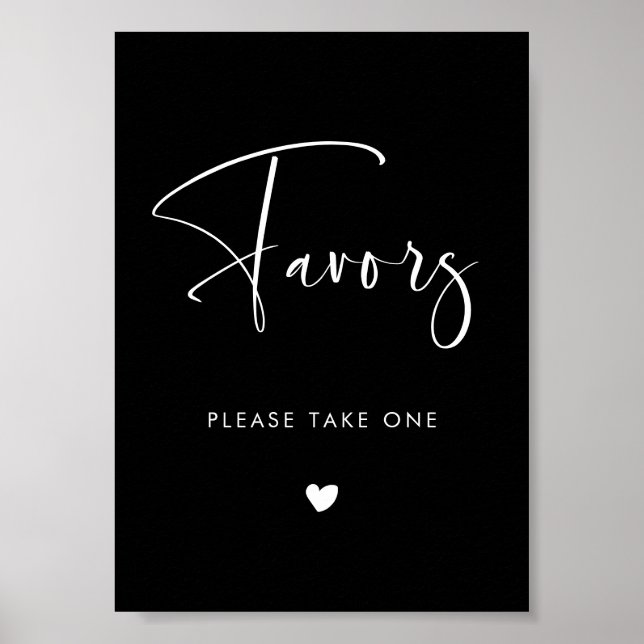 Affiche Elégant & moderne mariage Noir Faveurs signe (Devant)