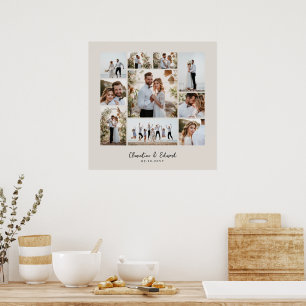 Affiche Élégant moderne minimaliste photo collage mariage