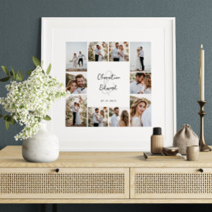 Affiche Élégant moderne minimaliste photo collage mariage